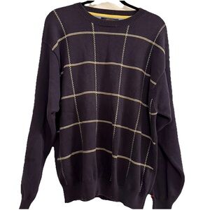 Tommy Hilfiger Vintage Golf Sweater Navy Pullover Size Large Windowpane Design